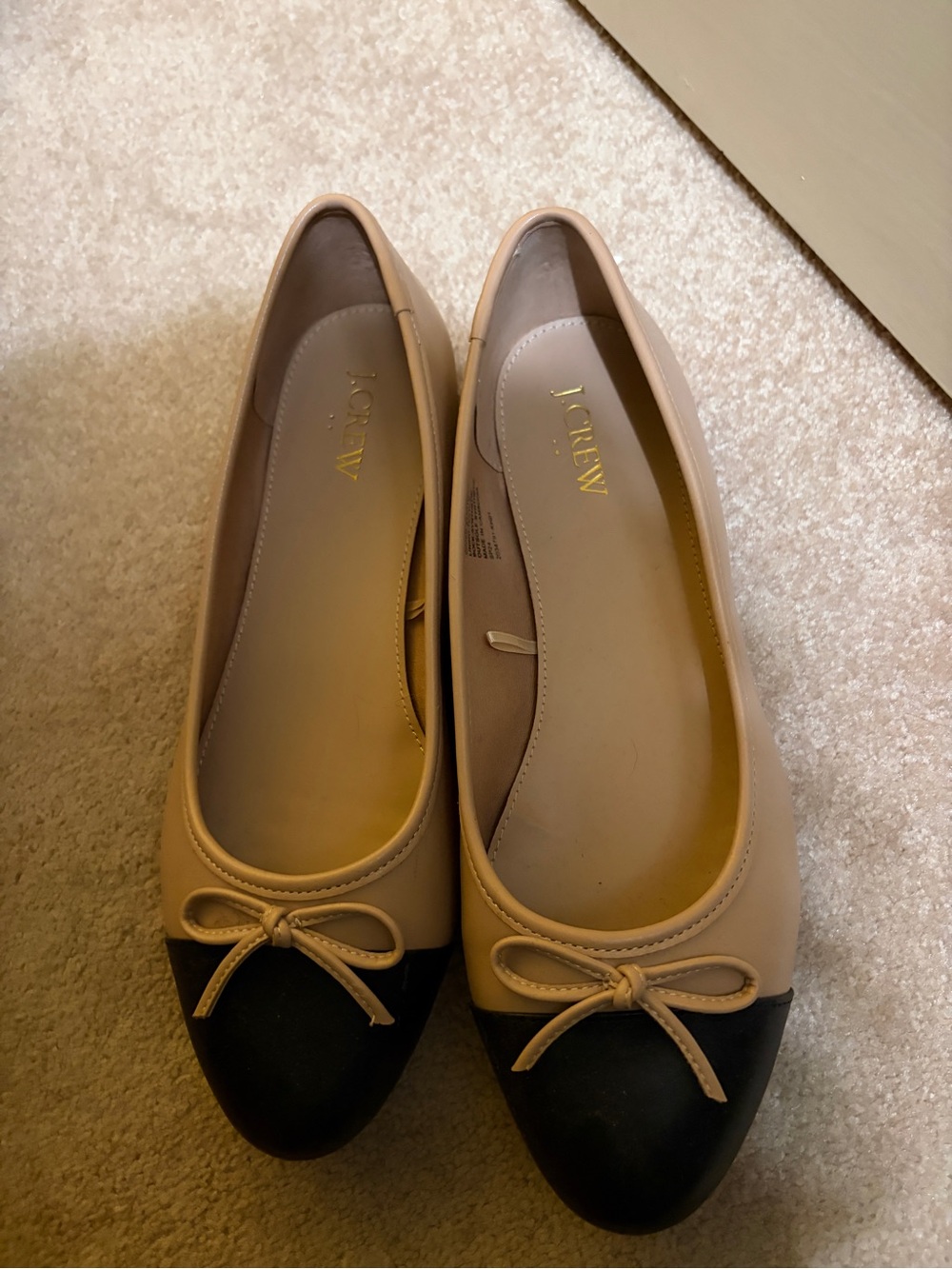 J. Crew Beige and Black Cap-Toe Ballet Flats - Picture 2 of 3